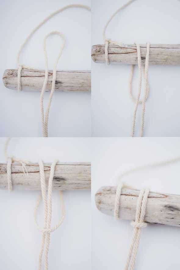 larks head knot steps 1-4
