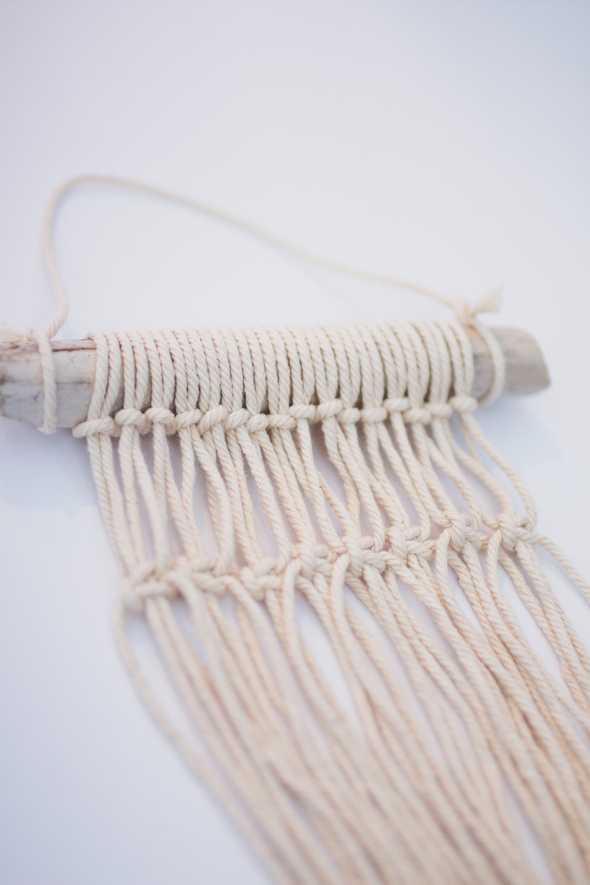 a row of macrame square knots