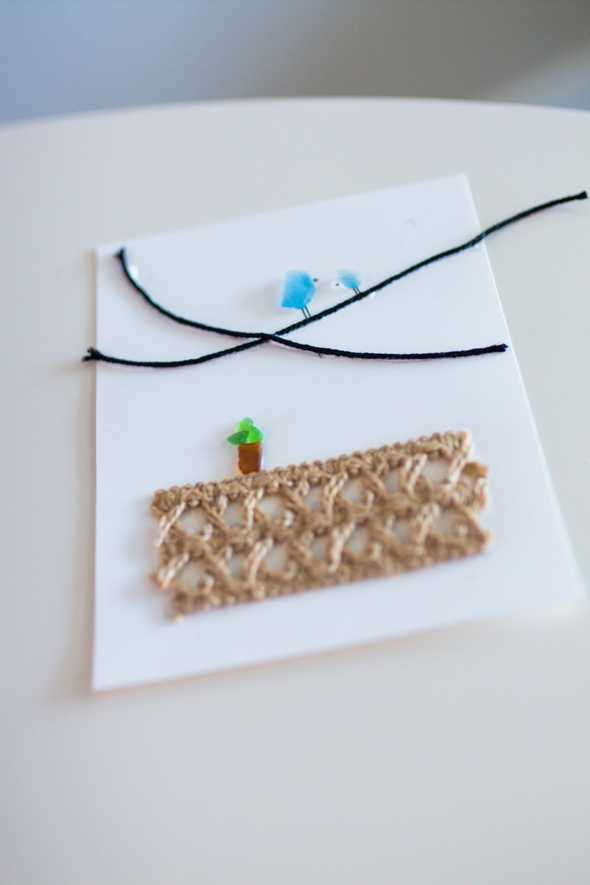 sea glass artwork drying