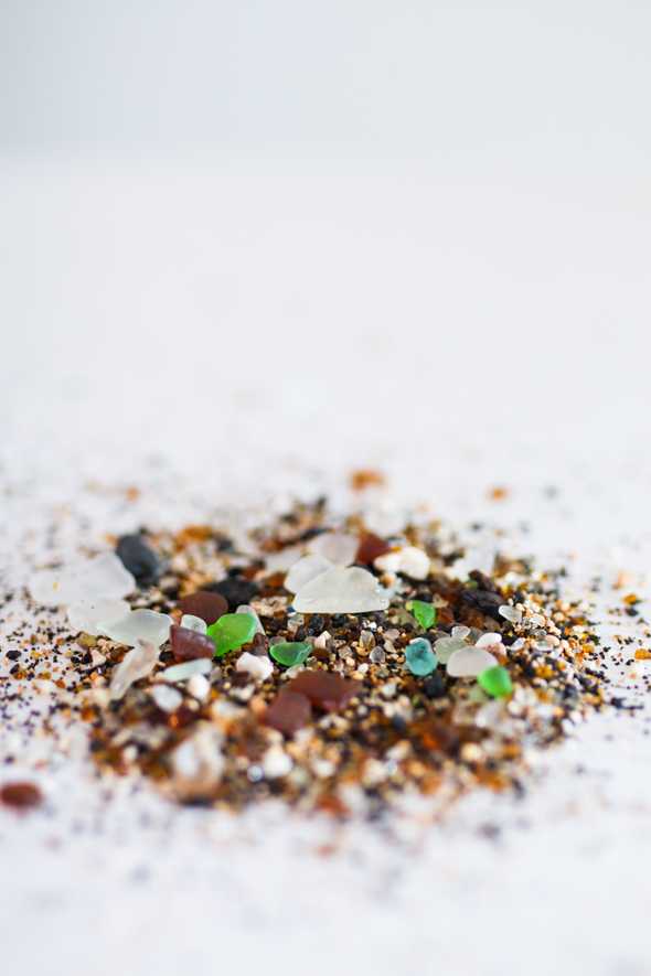 pile of sea glass and sand