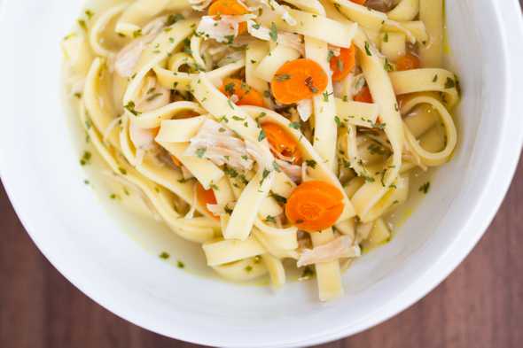 bowl of chicken noodle soup