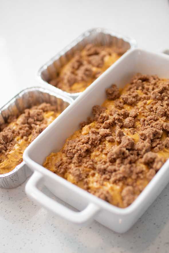 bread pans filled with bread batter