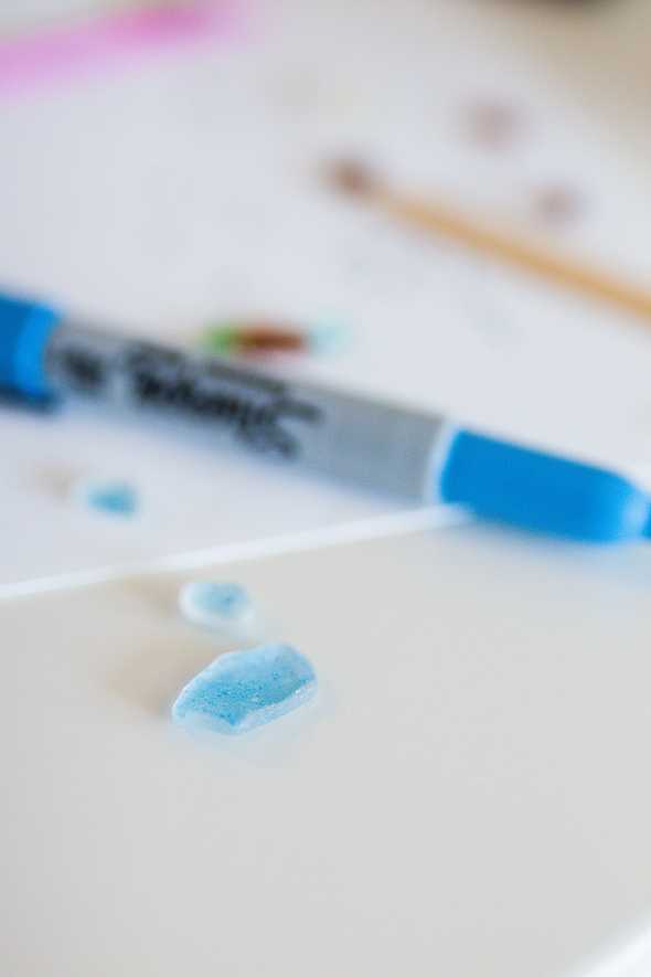sea glass and blue marker