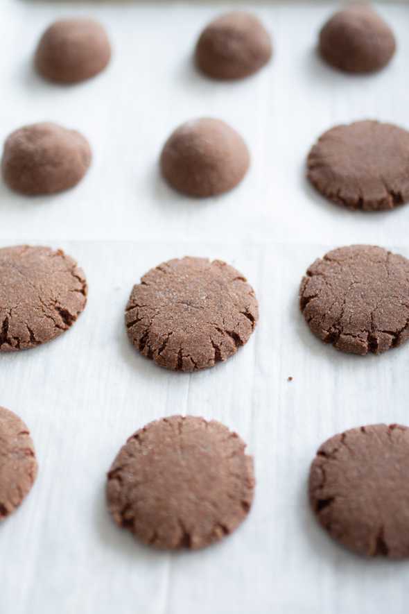 pan with baked chocolate peanut butter cookies
