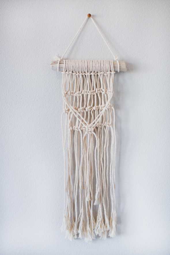 full shot of a macrame wall hanging
